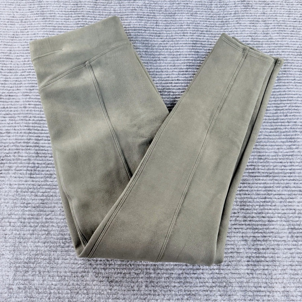 Spanx Leggings Womens L Olive Faux Suede High Rise Seamed Pockets
